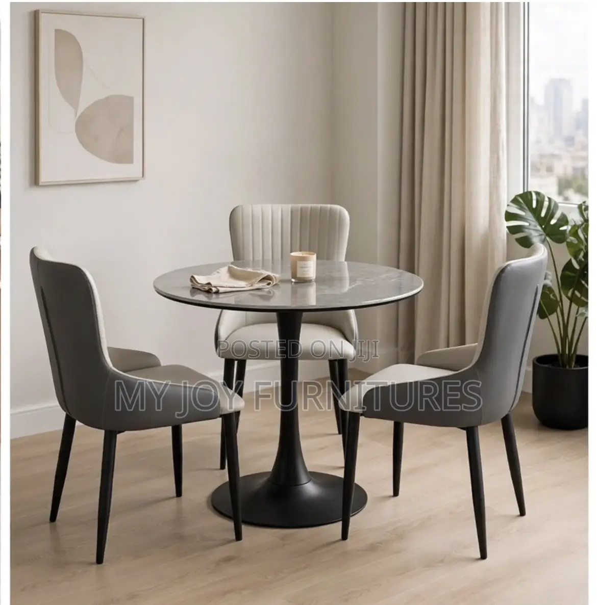 3 Seater Round Leisure Grey Marble Set