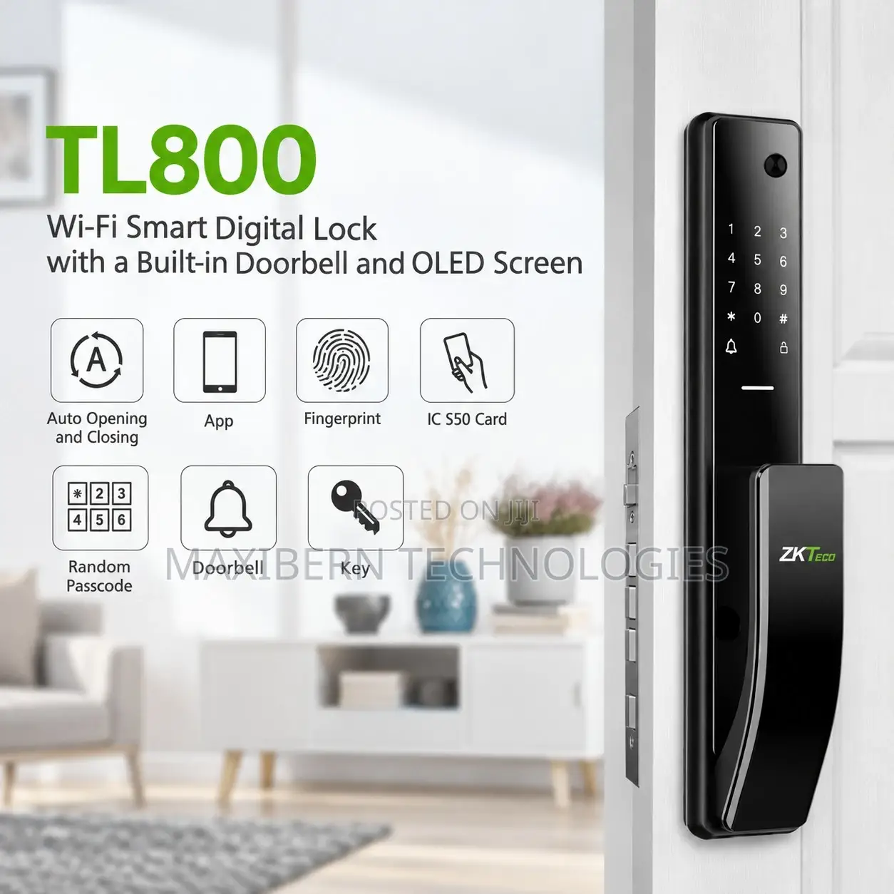 ZKTeco TL800 WiFi Smart Door Lock Fingerprint Camera