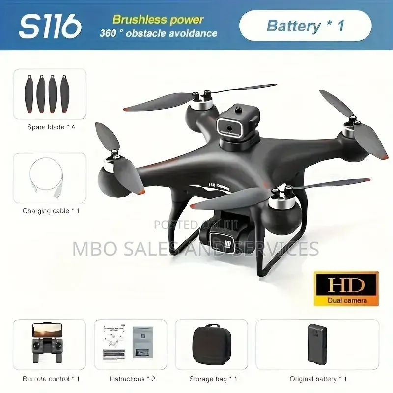 S116 Max Brushless Motor Dual HD Adjustable Camera Drone