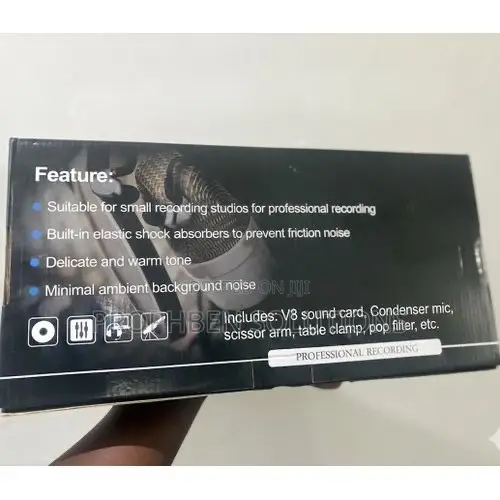 Professional Condenser Microphone V8 Sound Card-Black