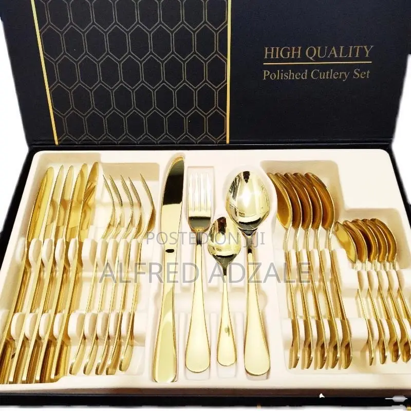 Luxury 24-Piece Gold Stainless Steel Cutlery Set