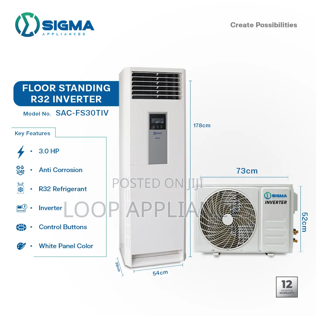 NEW Sigma 3.5HP R32 Inverter Floor Standing AC - SAC-FS36TIV