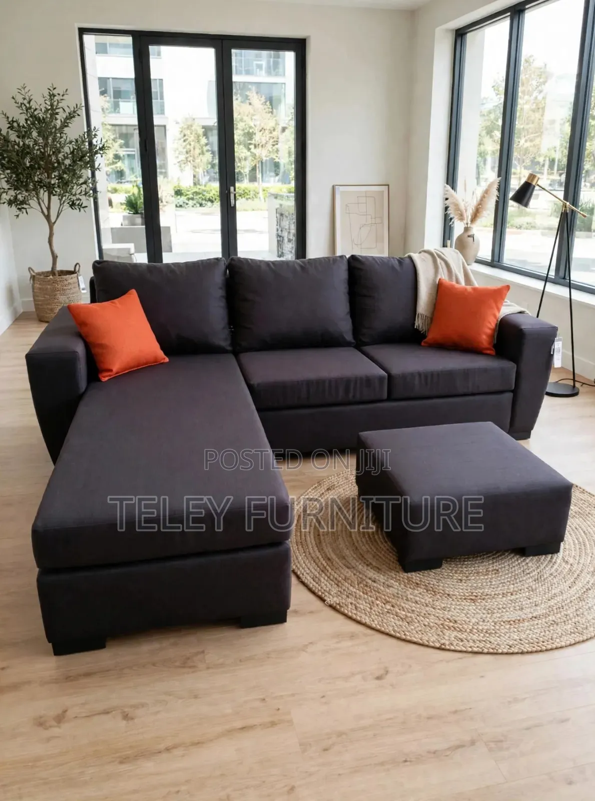 Modern L-Shape Sofa With Ottoman