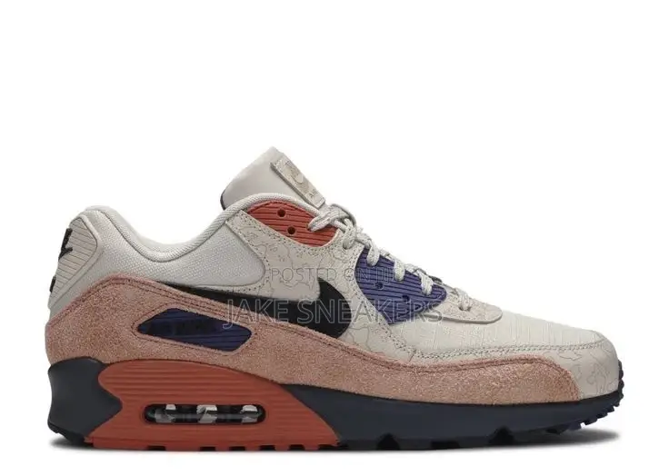 Nike Air Max 90 Premium Sneakers – Cream, Peach & Navy Blue