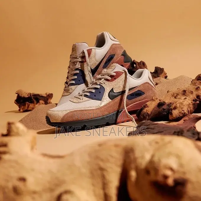 Nike Air Max 90 Premium Sneakers – Cream, Peach & Navy Blue
