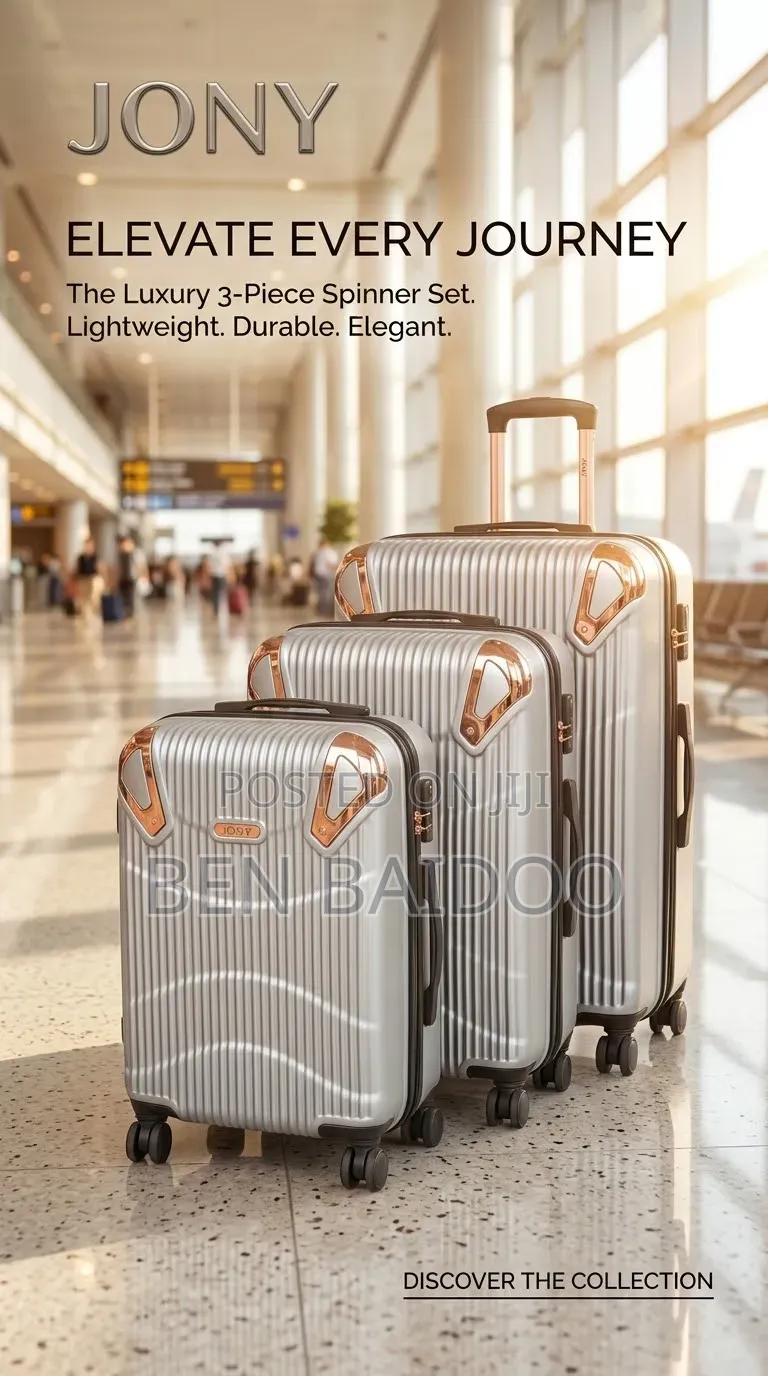 Plastic Travelling Bags 3in1 (Luxury 3 Pieces Spinner Set)