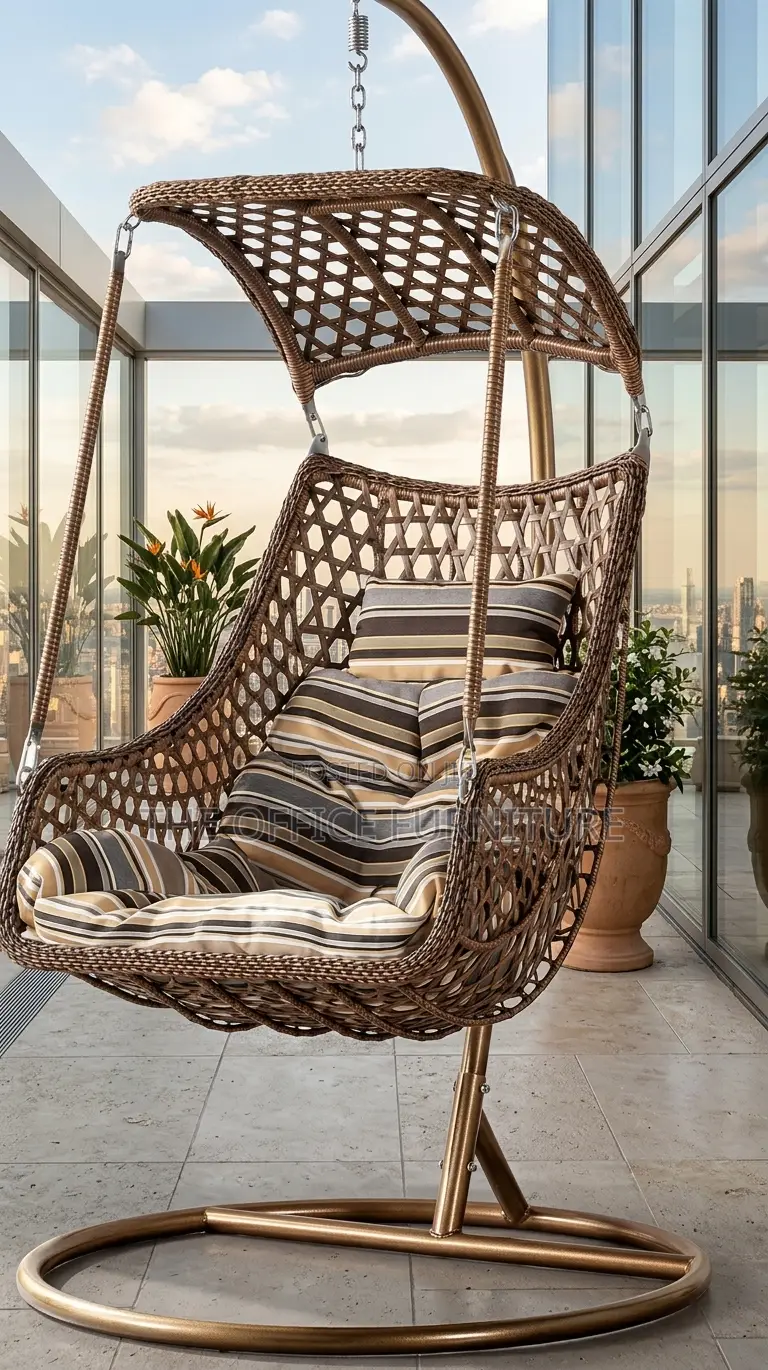 Brown Wicker Hanging Swing Chair