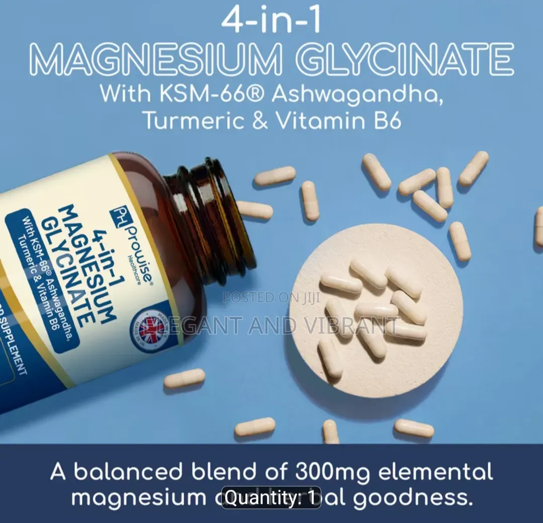 4-in-1 Magnesium Glycinate Added With KSM-66 Ashwagandha,Turmeric& B6