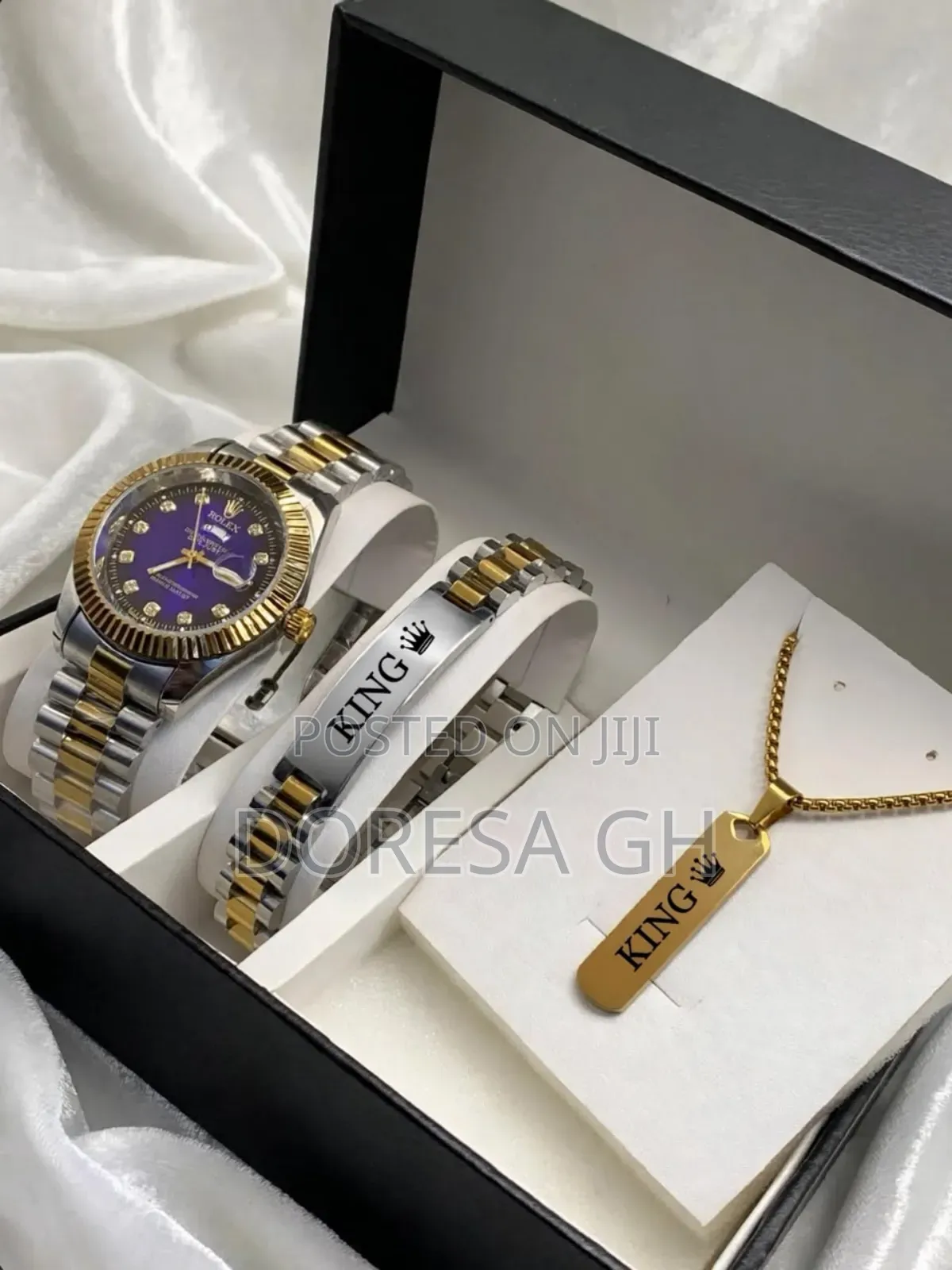 Customised Jewellery Set for Him – Watch, Bracelet & Necklace