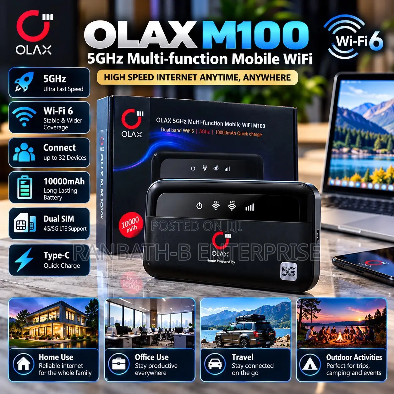 OLAX M100 5GHz Multi-Function Mobile WiFi Mifi
