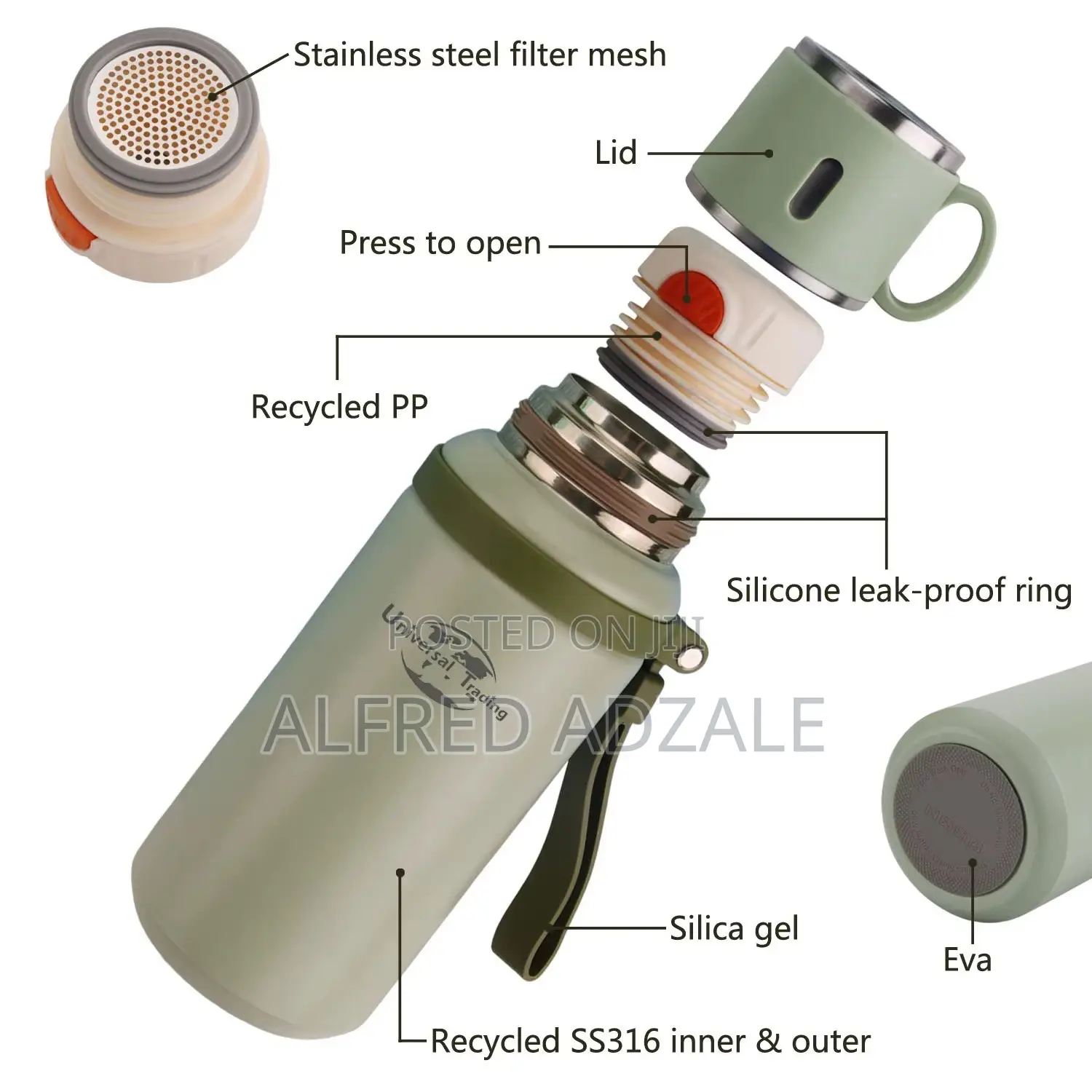 Premium Stainless Steel Insulated Thermos Cup 1000ml