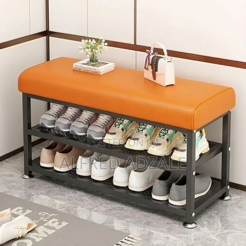 2-Tier Shoe Rack With Soft Leather Seat