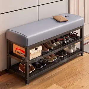 2-Tier Shoe Rack With Soft Leather Seat