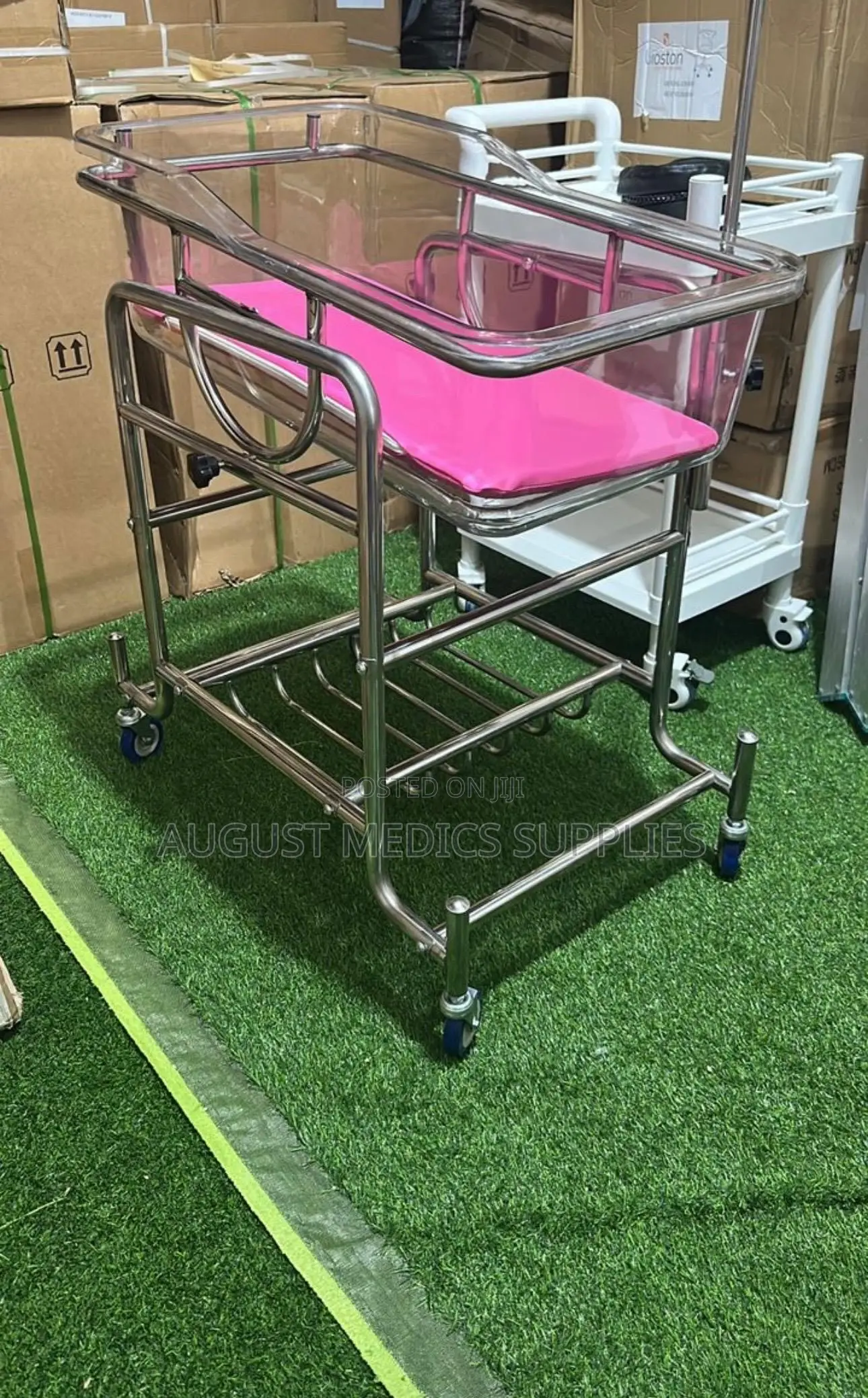 Stainless Steel Baby Bassinet Trolley
