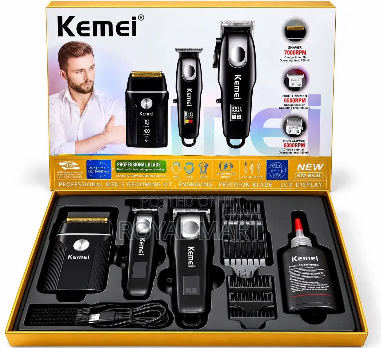 Kemei 3-in-1 Rechargeable Grooming Kits