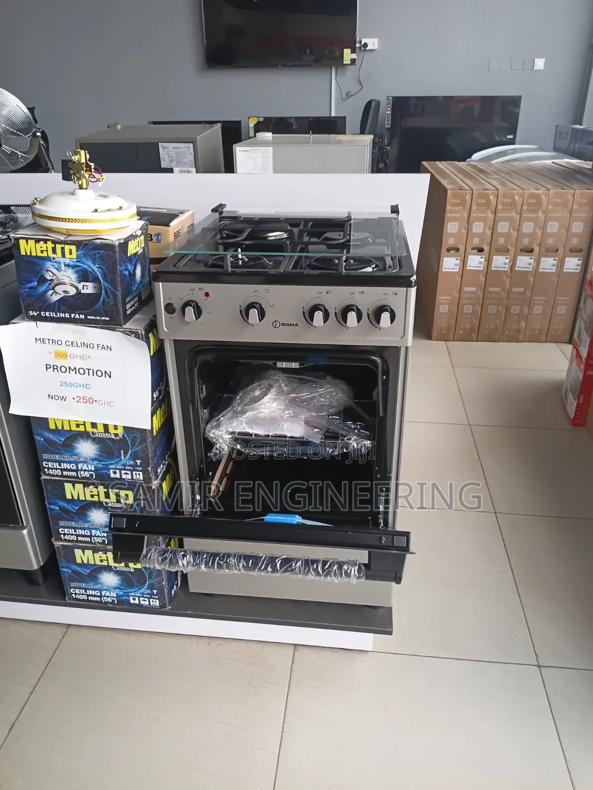 Sigma 4-Burner Hybrid Cooker 3 Gas + 1 Electric Oven & Grill | 50x55cm