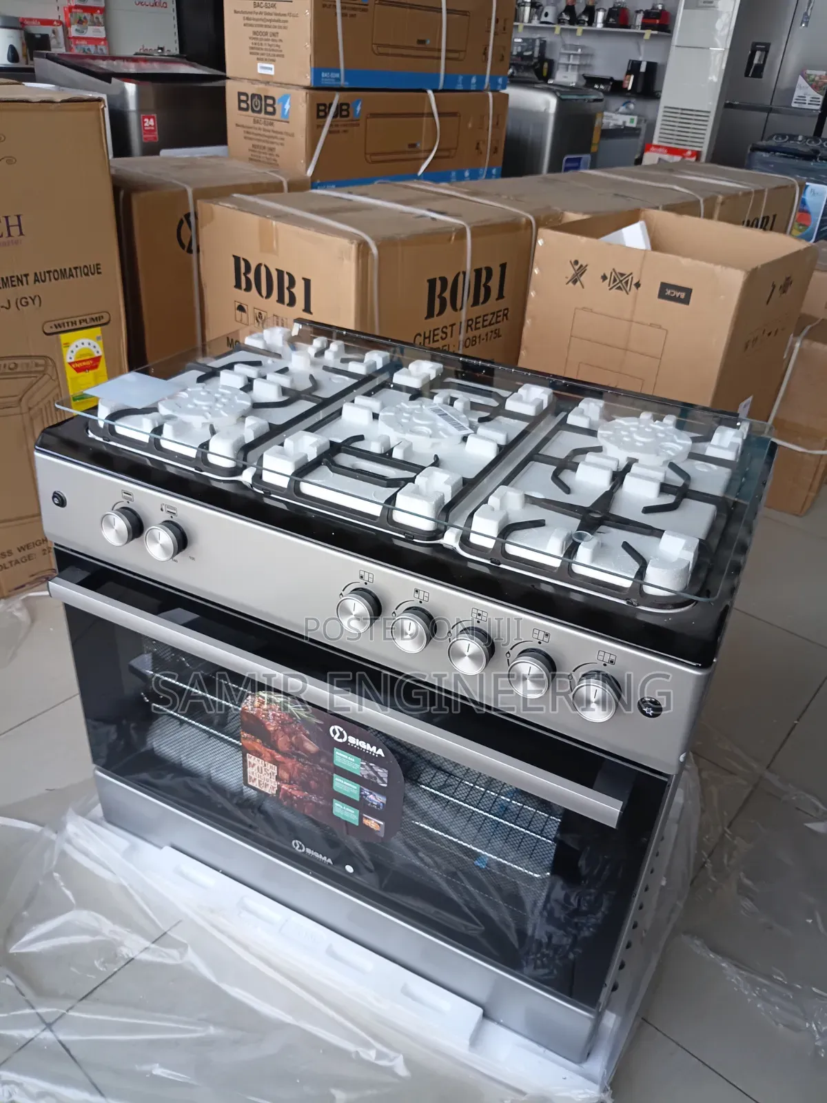 Sigma Pro-Cook SGC-F9060G-S: 5-Burner Gas Range & Turbo Grill