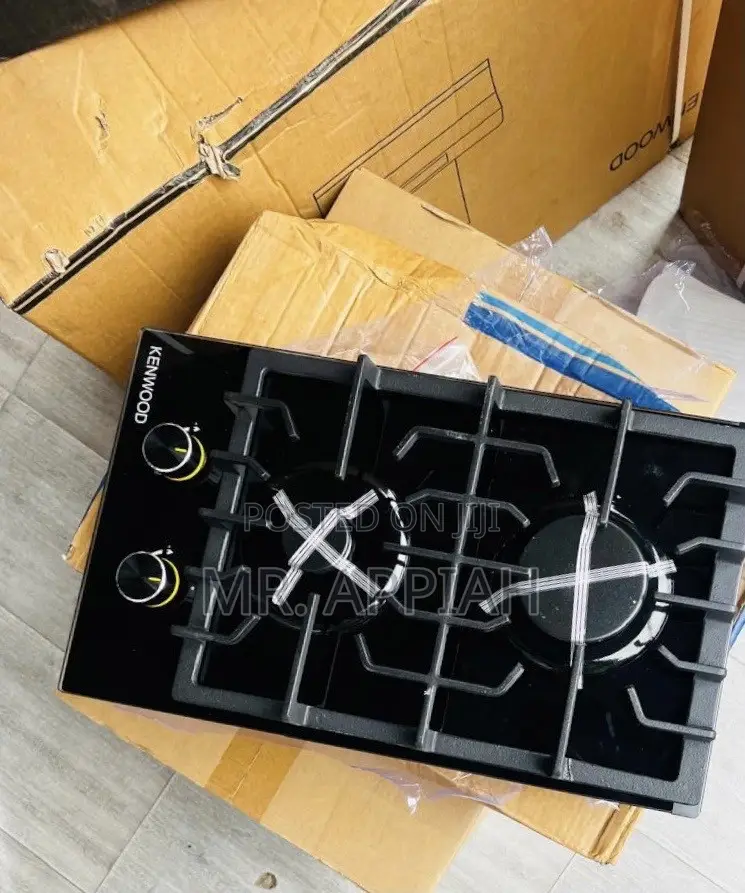 New Kenwood 2 Gas Hob(Tempered Glass) Black
