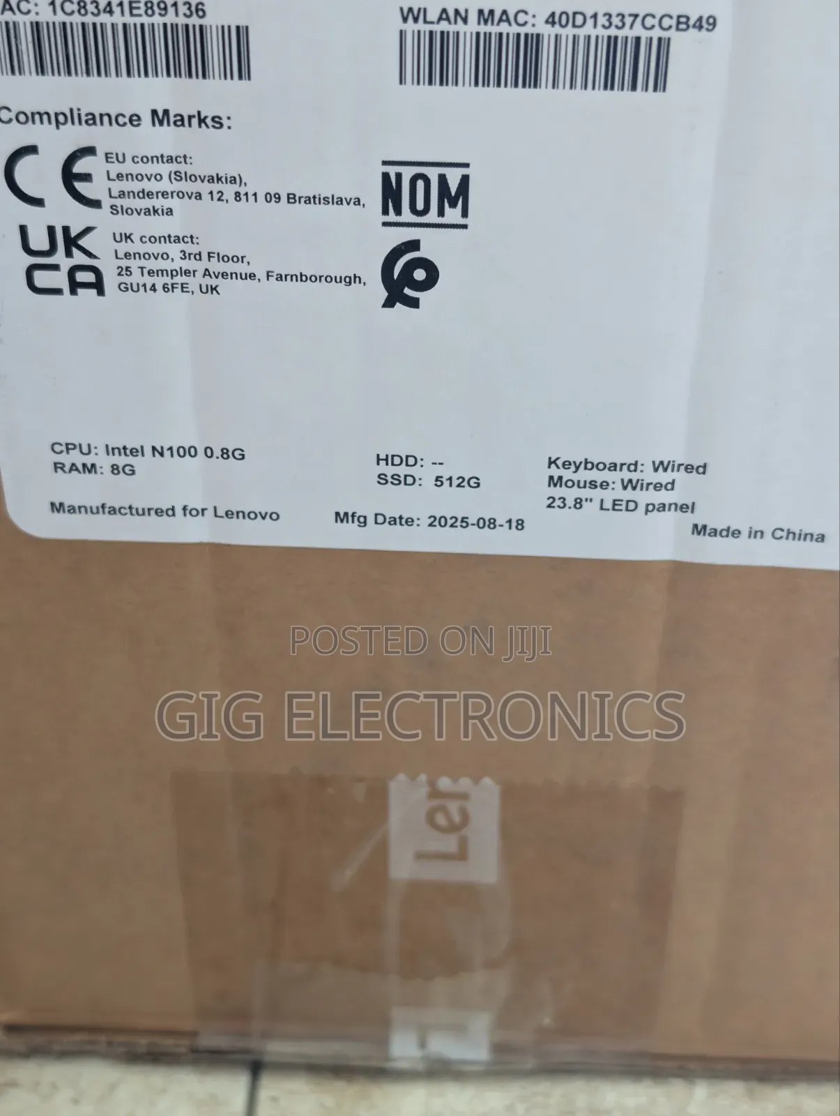 New Desktop Computer Lenovo 8GB Intel SSD 512GB