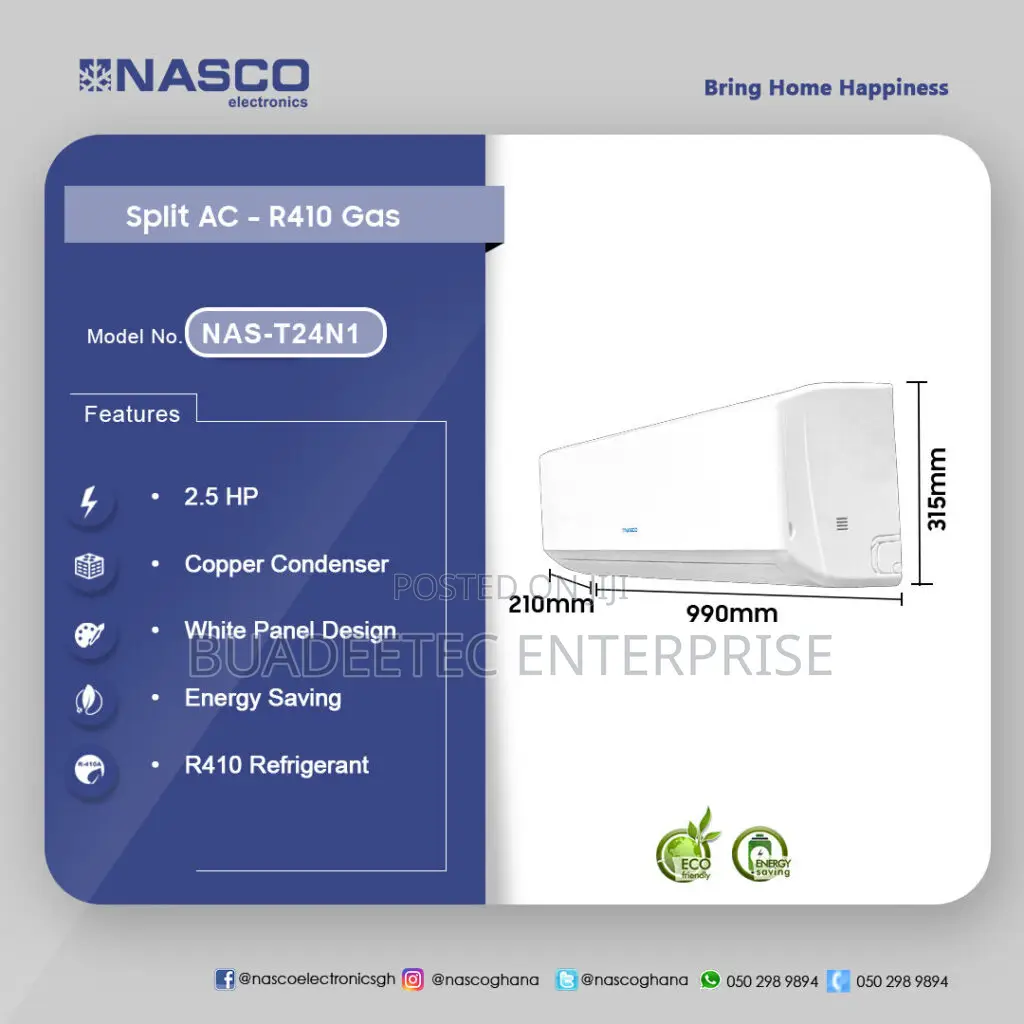 Nasco 2.5Hp R410 Split Air Conditioner