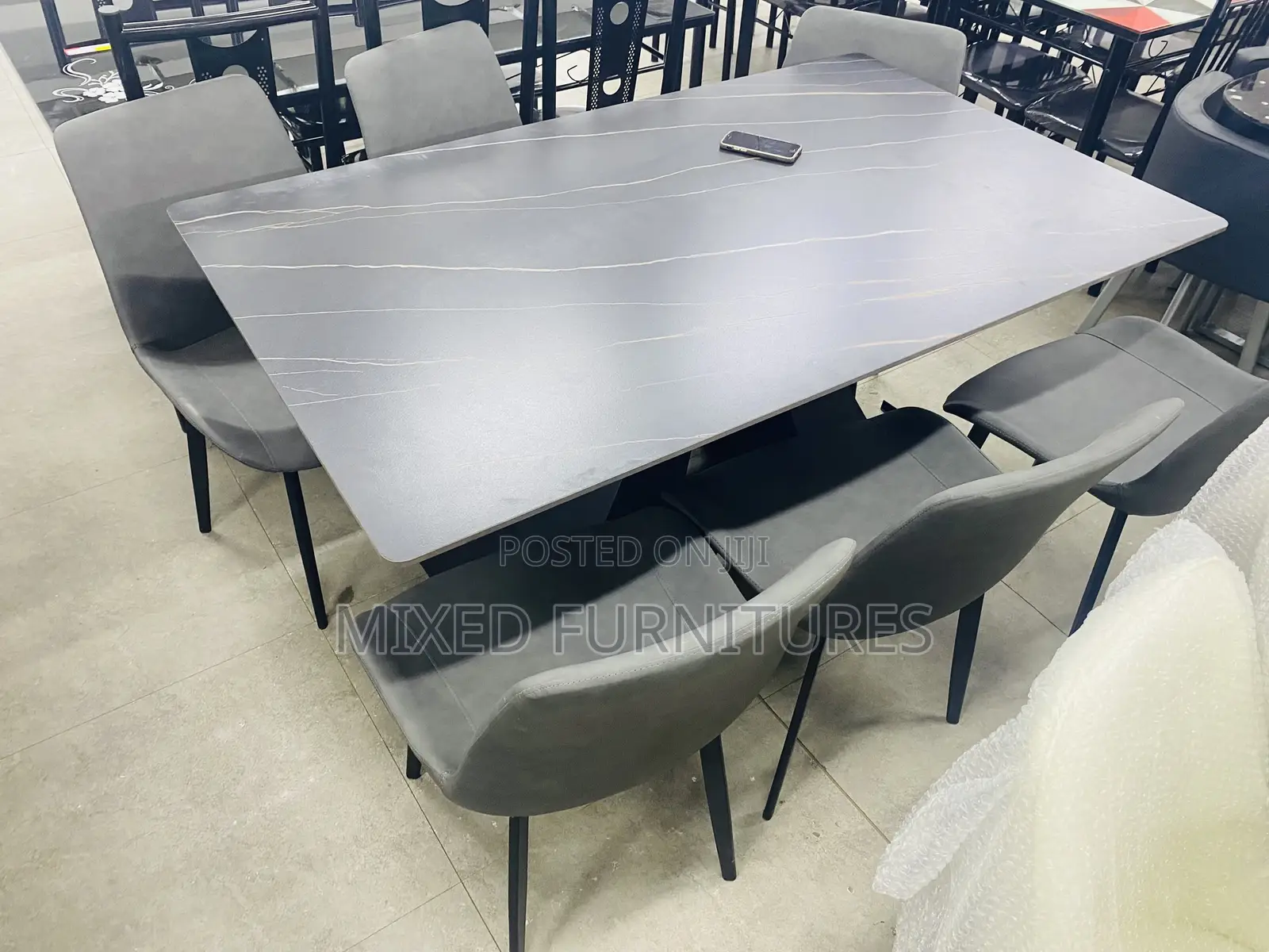 6 Seater Marble Dining Sets ( Black Marble)