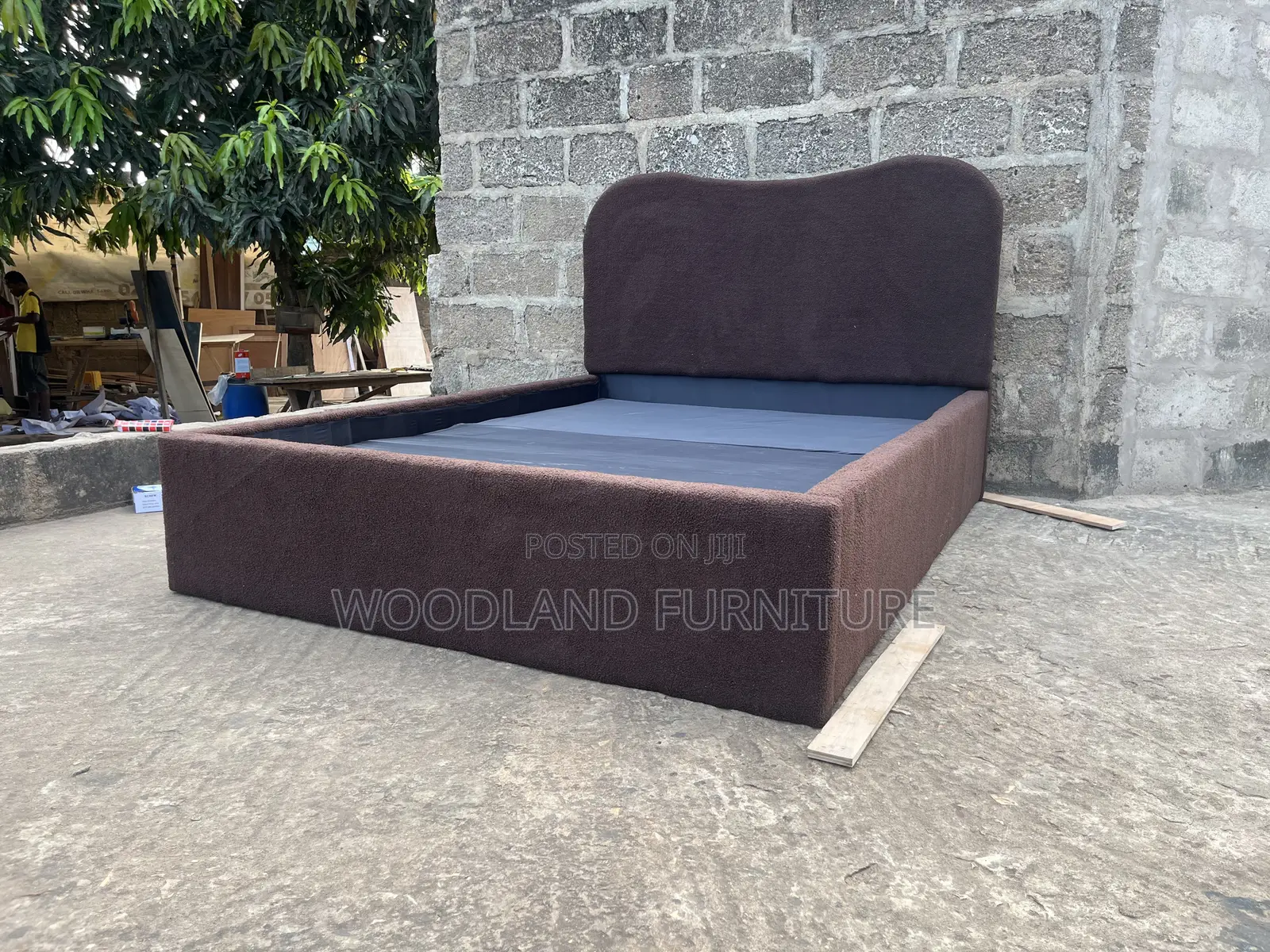 Stylish Upholstered Double Bed Frame With Curved Headboard