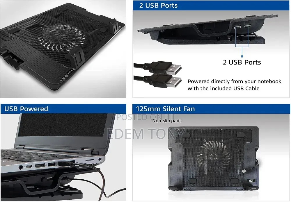 ACT AC8110 Laptop Cooling Stand With Multi-Angled and USB Hub
