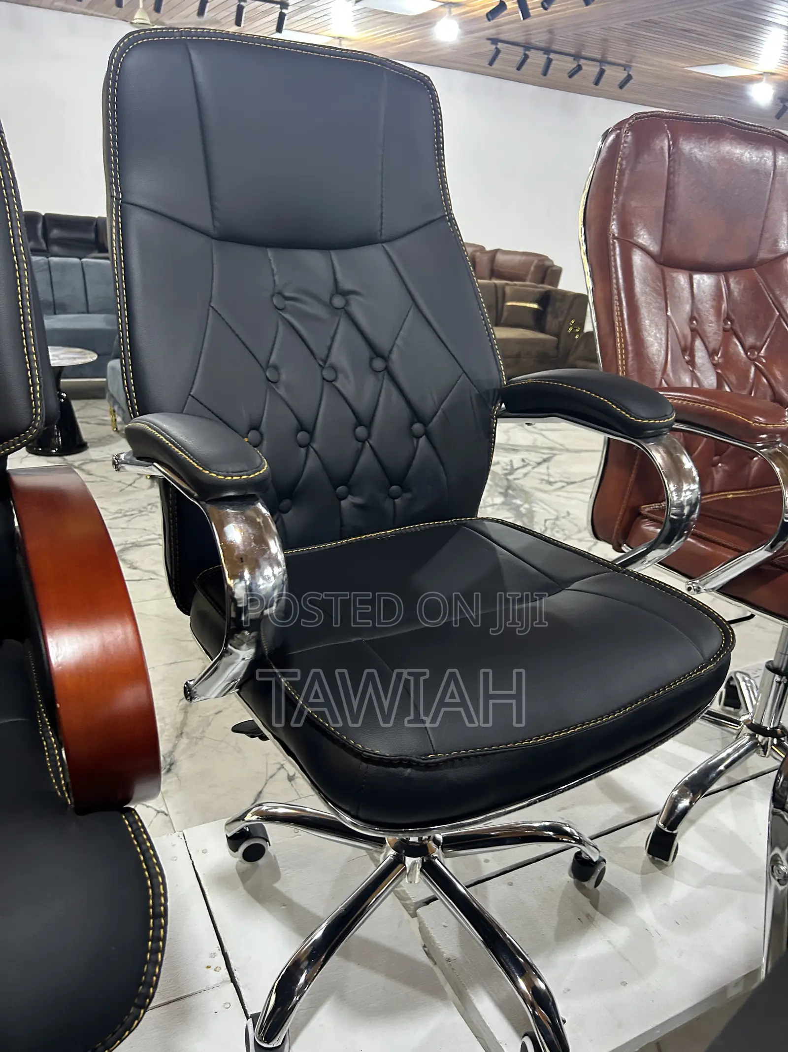 Brown and Black Executives Office Chairs