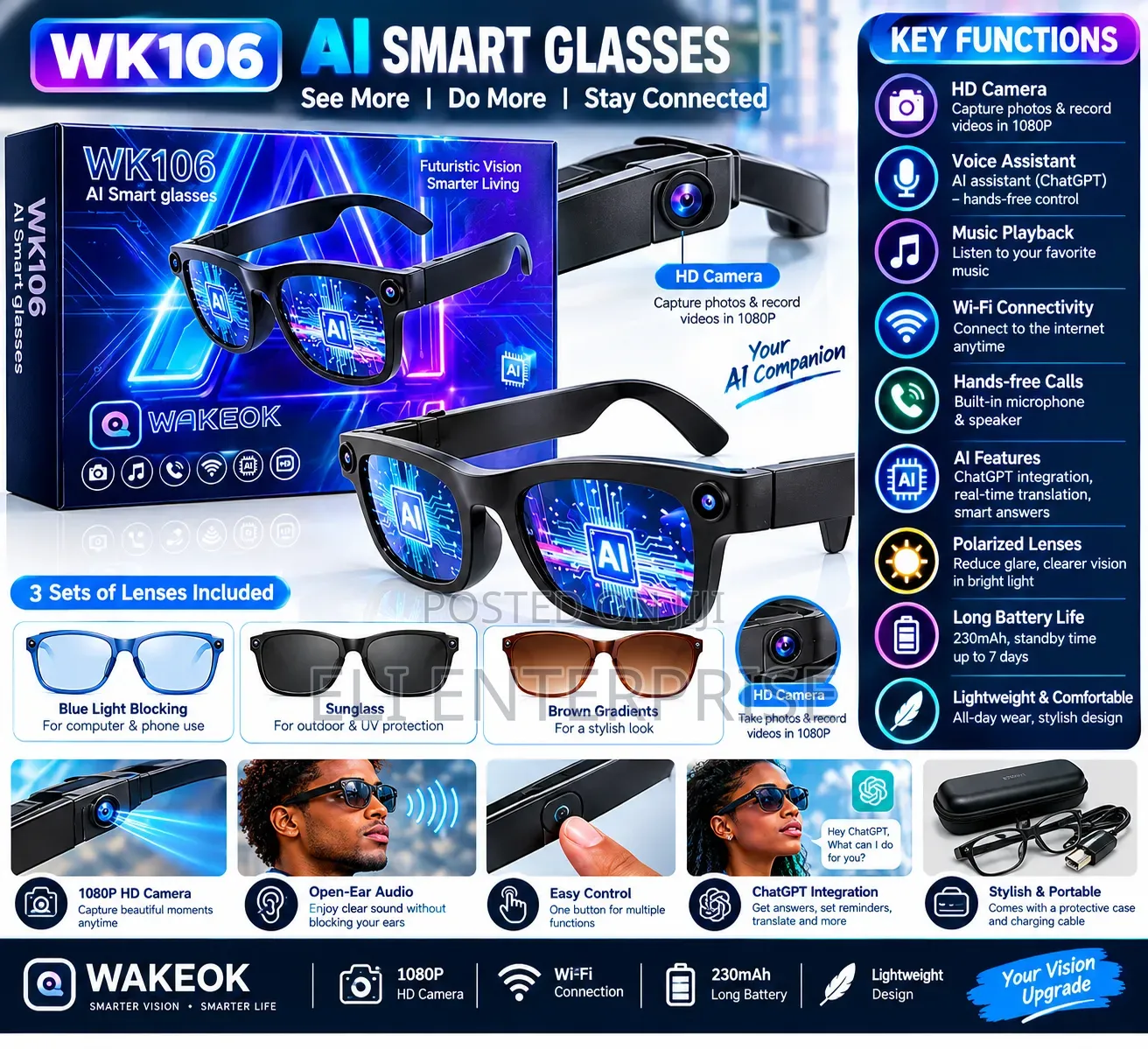 Wakeok WK106 AI Smart Glasses
