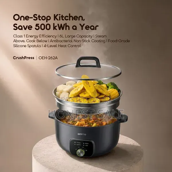 Oraimo MultiPot 6L Energy Efficiency Electric Cooking Pot With Steamer
