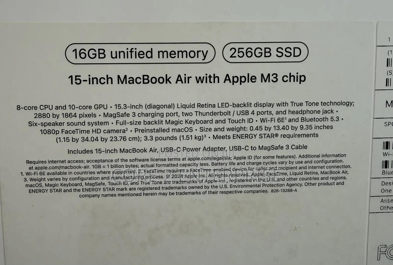 Laptop Apple MacBook Air 16GB Apple M3 SSD 256GB