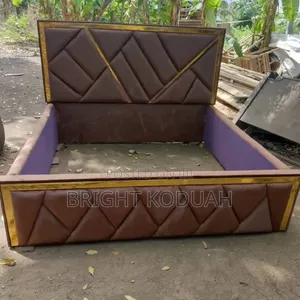Brown Lather Queen Size Bed Frame