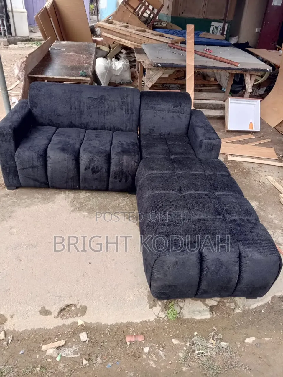 Black Corner Fabric Sofa