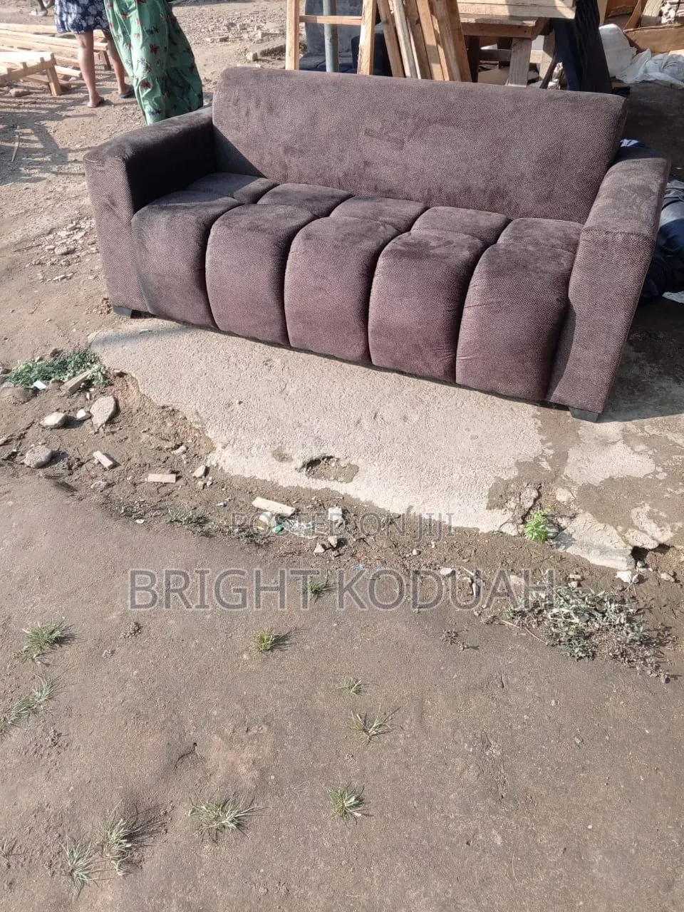 High Cushion Brown Three in One Sofa