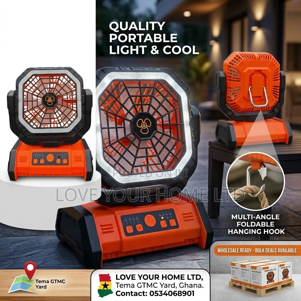 3-in-1 RECHARGEABLE FAN With Remote Control & USB Power Bank 10000mAh
