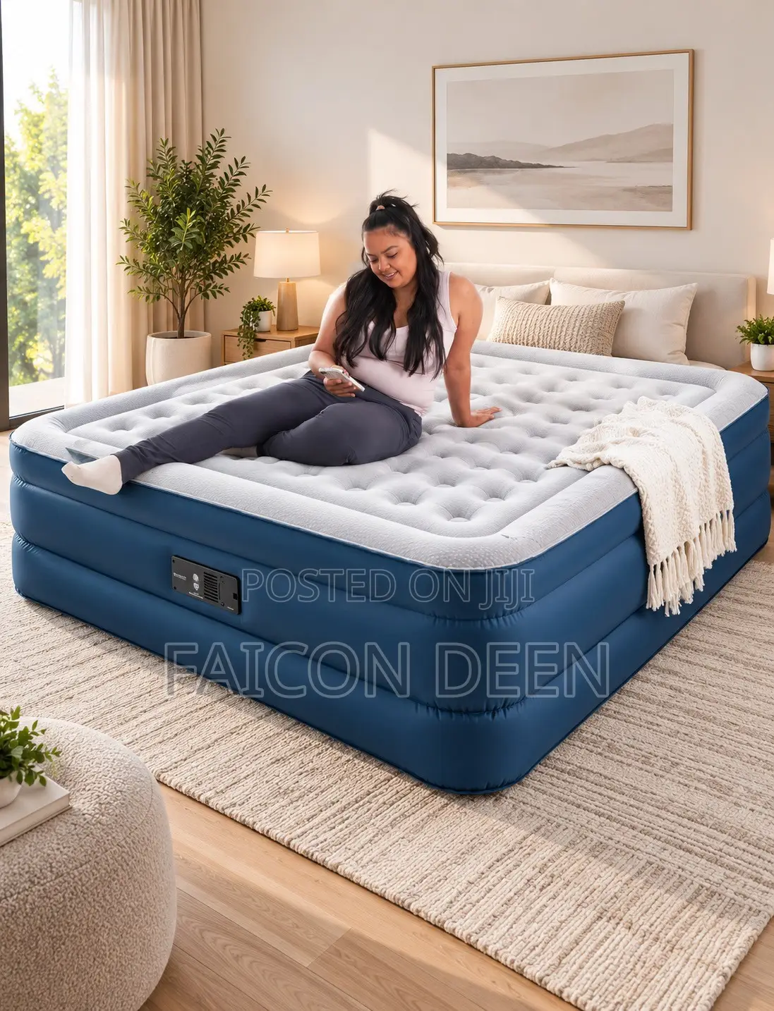Portable Hotel Style Comfort ; Automatic Inbuilt Pump Double Air Bed