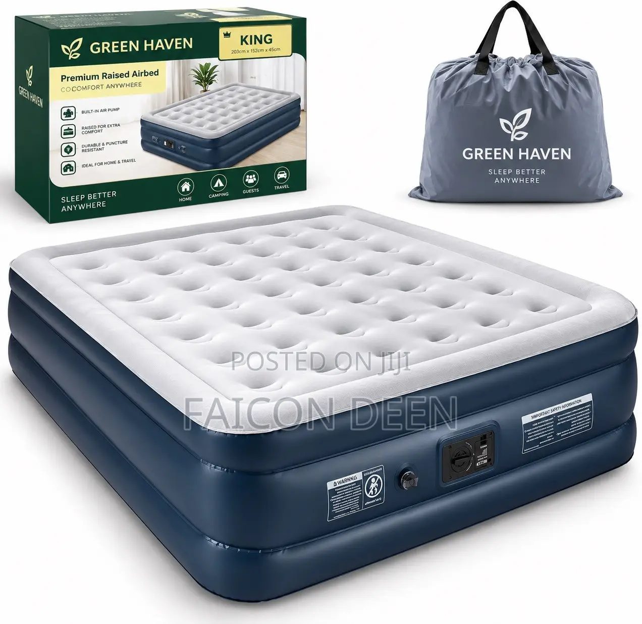 Modern Automatic Inflatable Double Air Mattress With an Inbuilt Pump