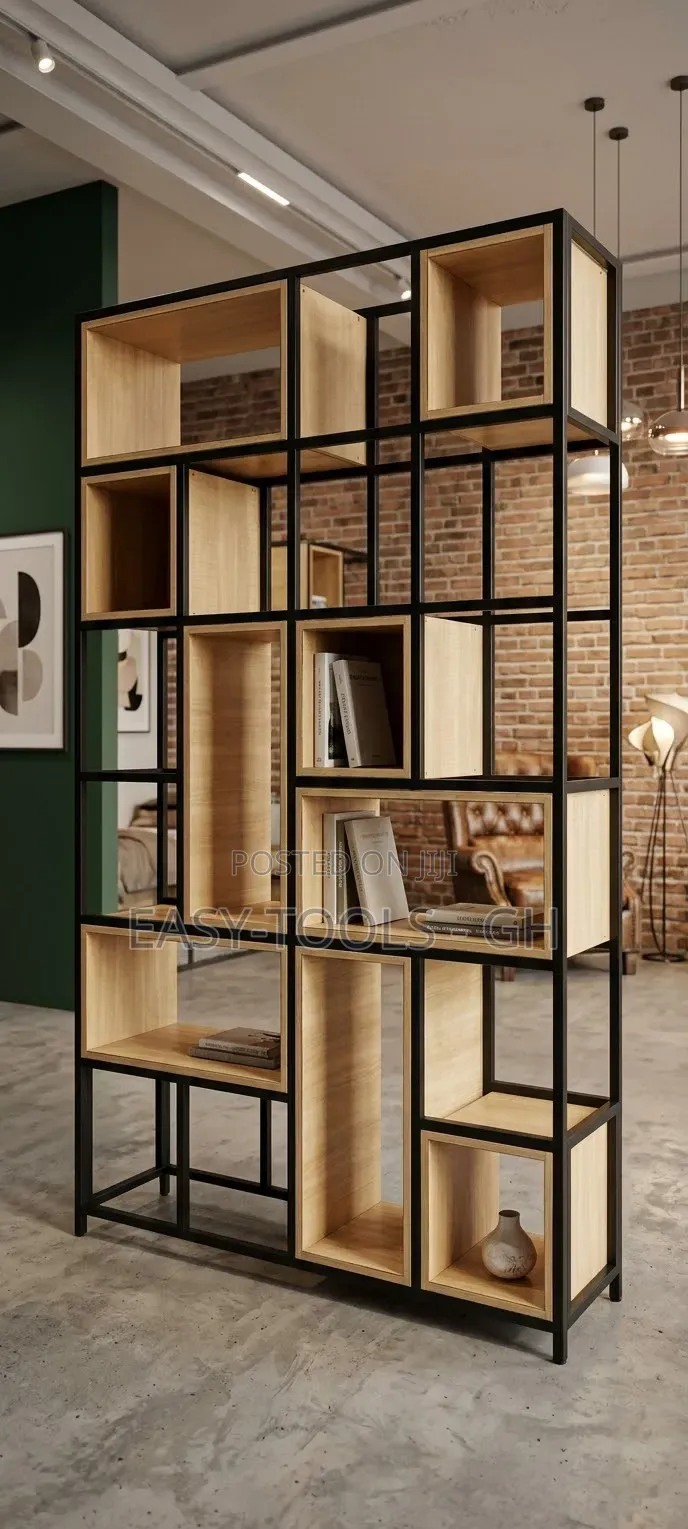 LIBRARY SHELVES _BW1 Metalic Frame and Wooden Layers .