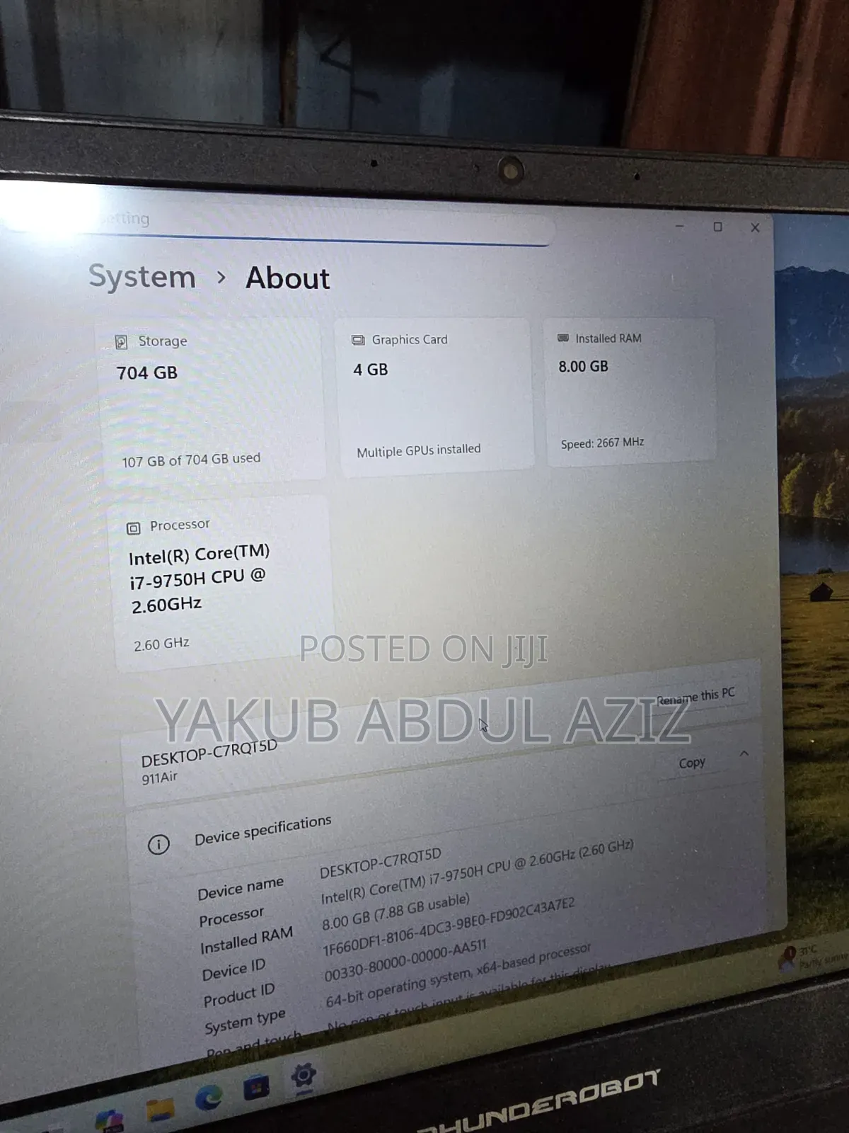 Laptop 8GB Intel Core i7 HDD+SSD 500GB