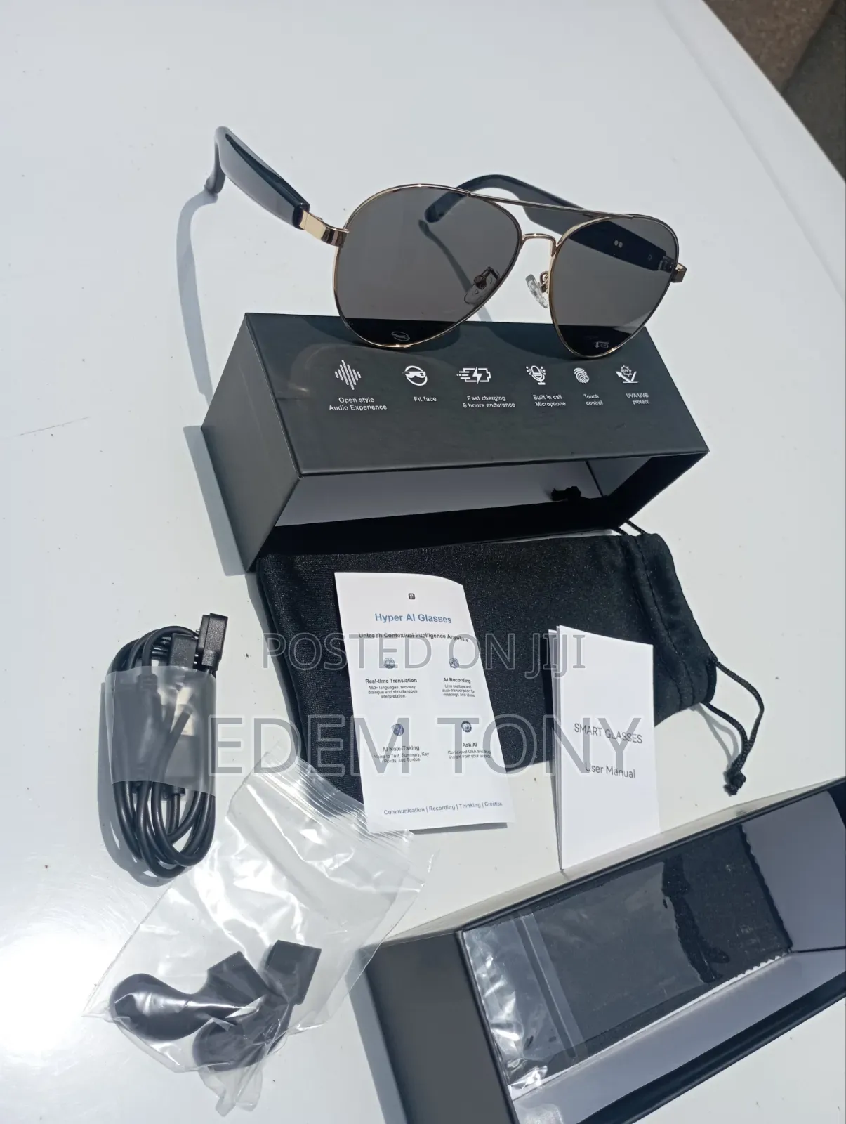 Aurasun AI Smart Audio Glasses Aviator-Style Set