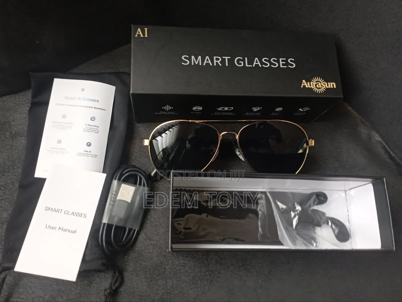 Aurasun AI Smart Audio Glasses Aviator-Style Set