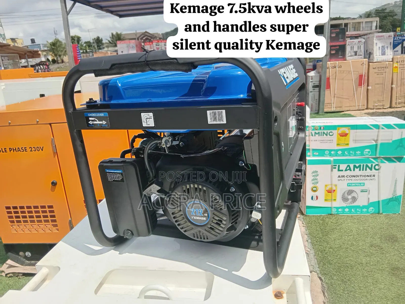 Kemage 7.5kVA Portable Generator With Wheels and Convenient Handles