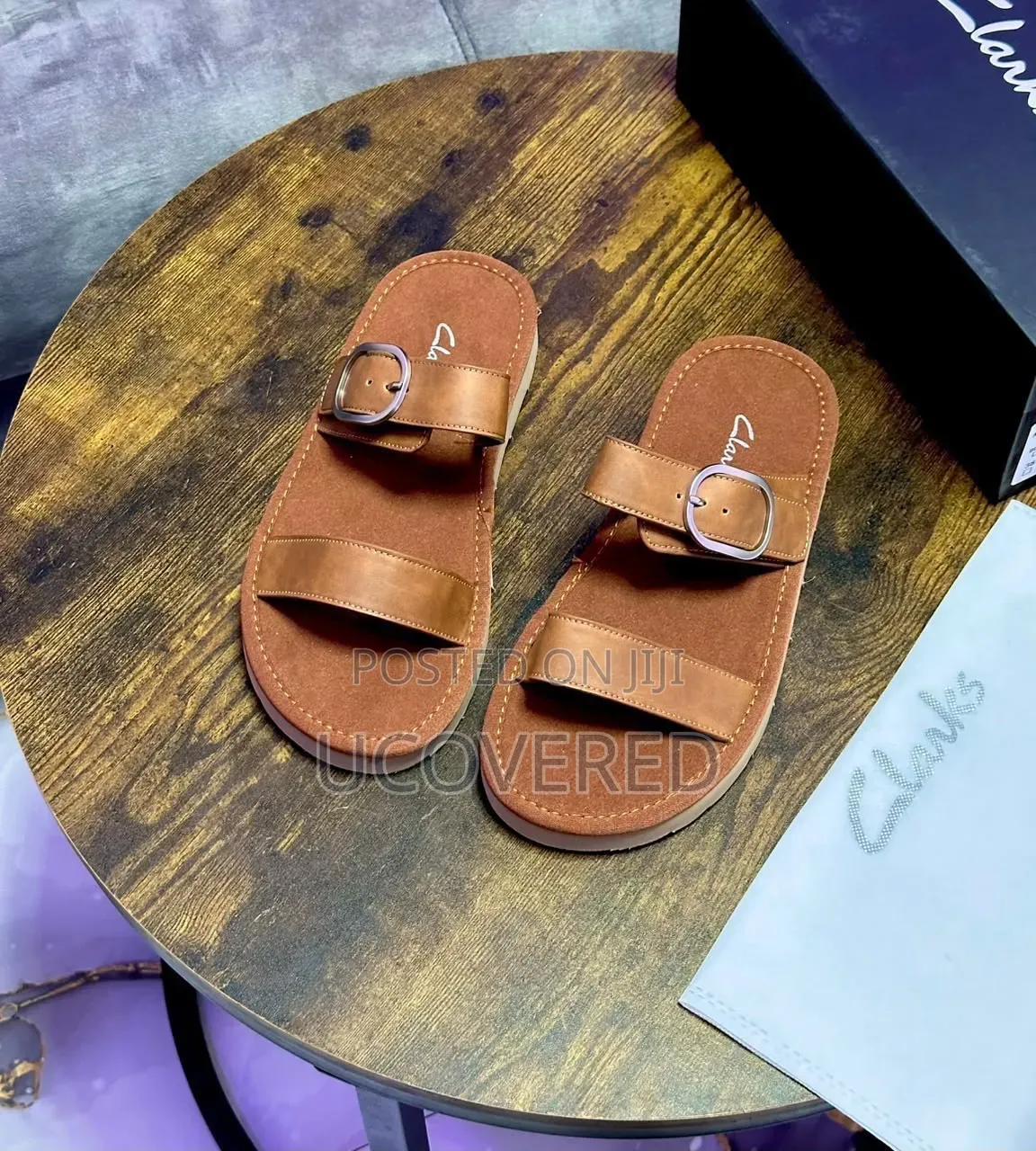 Clark's Two-Strap Flat Slide Sandals/Slippers
