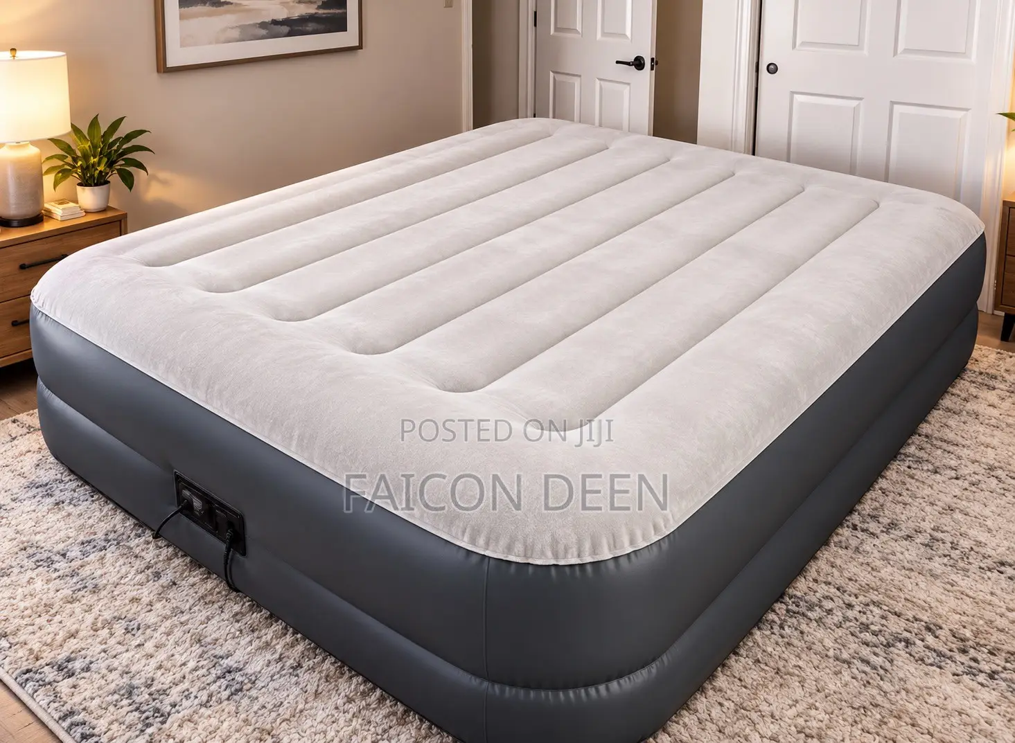 Original Top Notch Inflatable Double Air Bed With an Automatic Pump