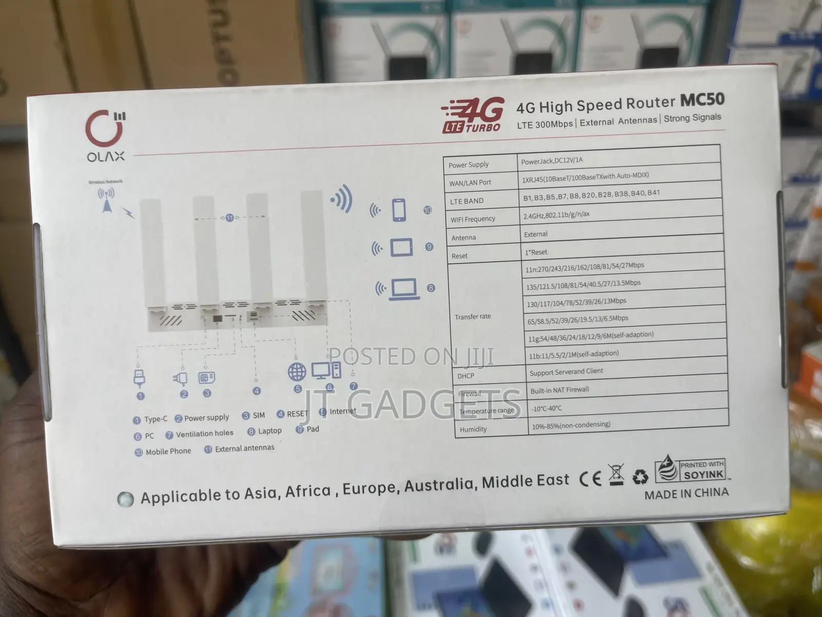 OLAX Mc50 4G LTE Wi-Fi 6 Router, 4 External Antennas