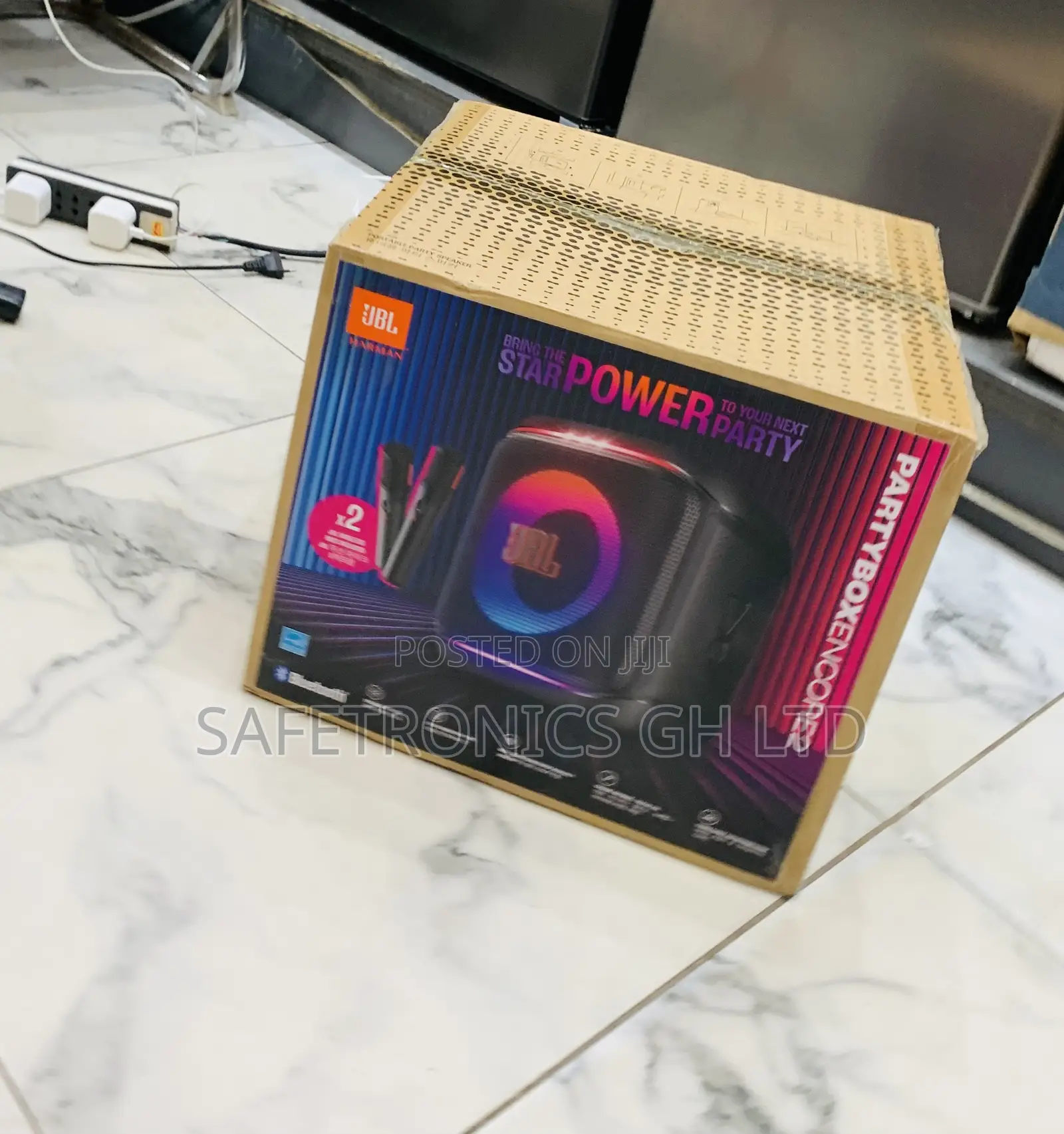 Secure Quality { Encore JBL 2 Mics Partybox Speaker