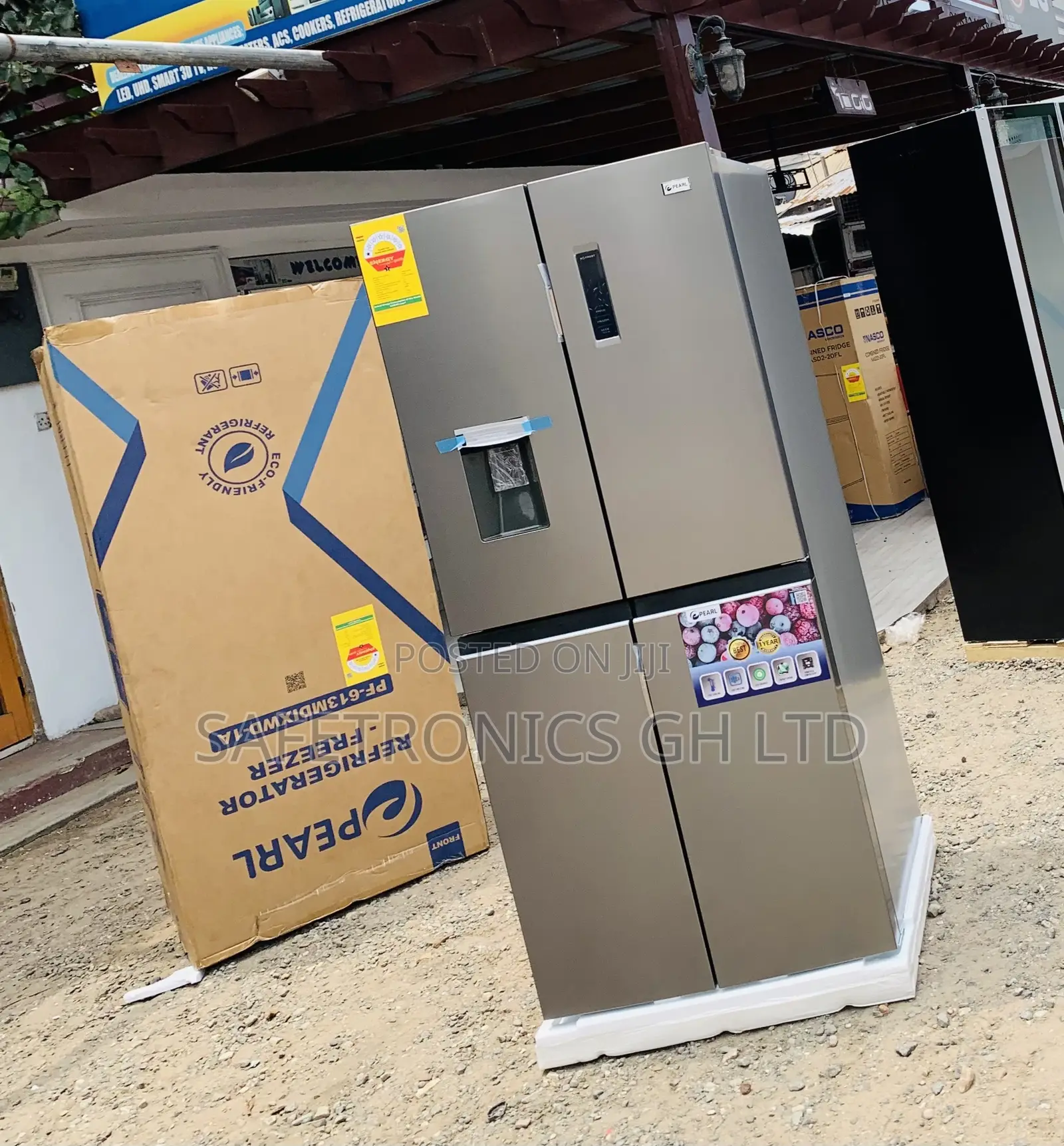 Side by Side Fresh Edge 4 Doors Pearl Grey 421L Fridge