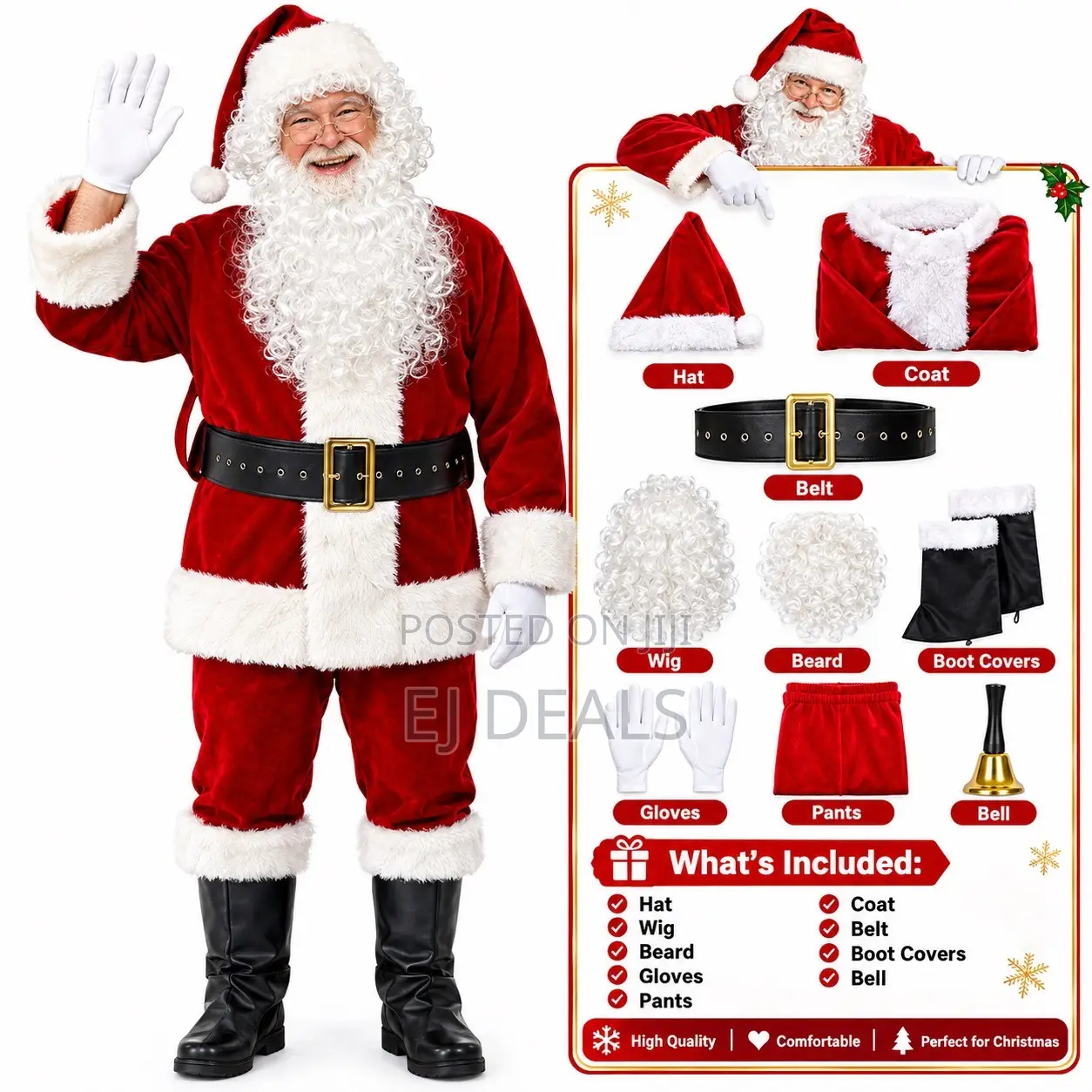 Santa Claus Costume 7 Piece Set