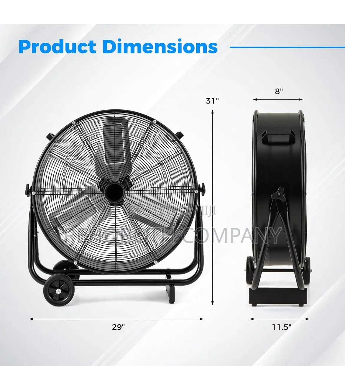 Mistral 60cm Large Black Industrial Drum Fan X/H-Duty