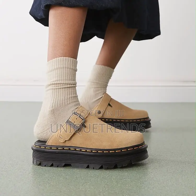 Quality DR. MARTENS ZEBZAG Suede Mules (Tan)